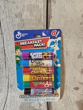 General Mills Breakfast Pack Cereal Scented Lip Balm Gloss Set Lucky Charms Trix