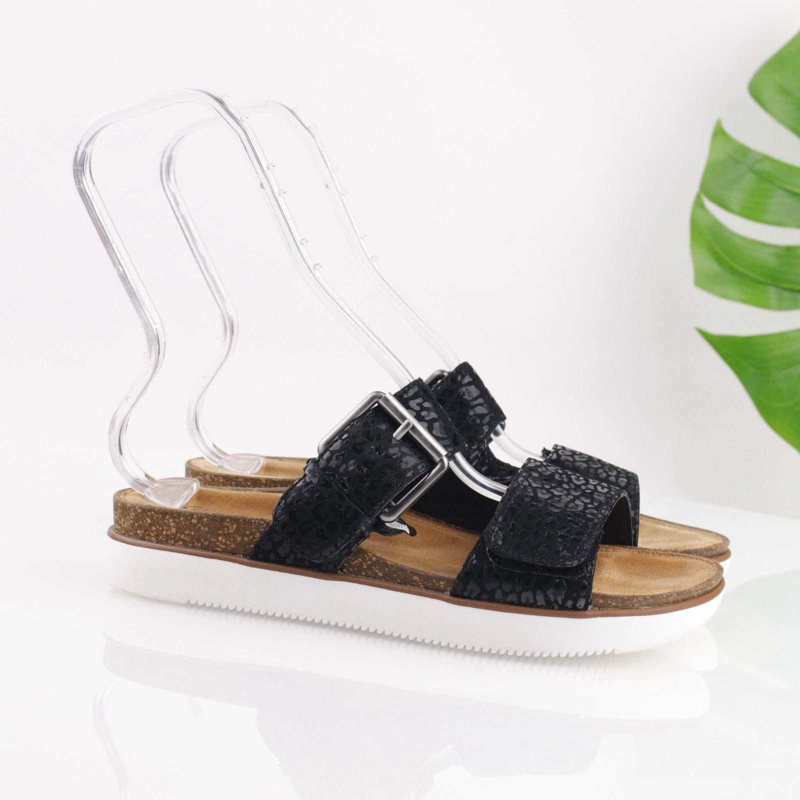 Sandalo donna Clarks Elayne Ease taglia 9 5 M nero nabuk regolabile scorrevole comodo