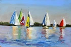 SEASCAPE BOAT Oil painting UKRAINE DEMENKO NATALIA 8X12