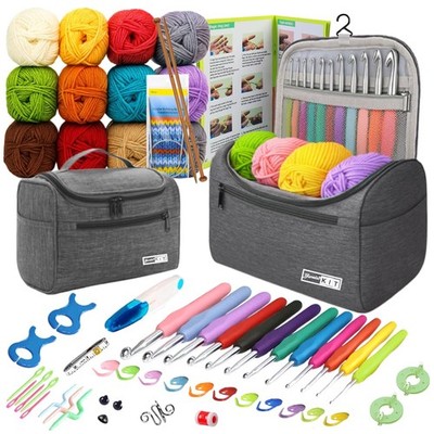 Crochet Kit for Beginners - 840 Yards Crochet Yarn and 12 Sizes (2.0-8.0mm) E...