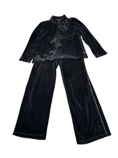 Y2K Chico s Zenergy Velvet 2pc Tracksuit Size 2 US Large Faded Black Zip Up