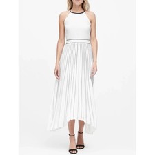 NWT Banana Republic Pleated Fit & Flare Midi Dress Womens 2 Luxury Event White