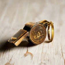 Police Department Solid Brass Whistle With Raised Star (2" x 0.75")