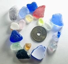 rare  sea glass  japanese Surf-Tumbled from japan　 two layers