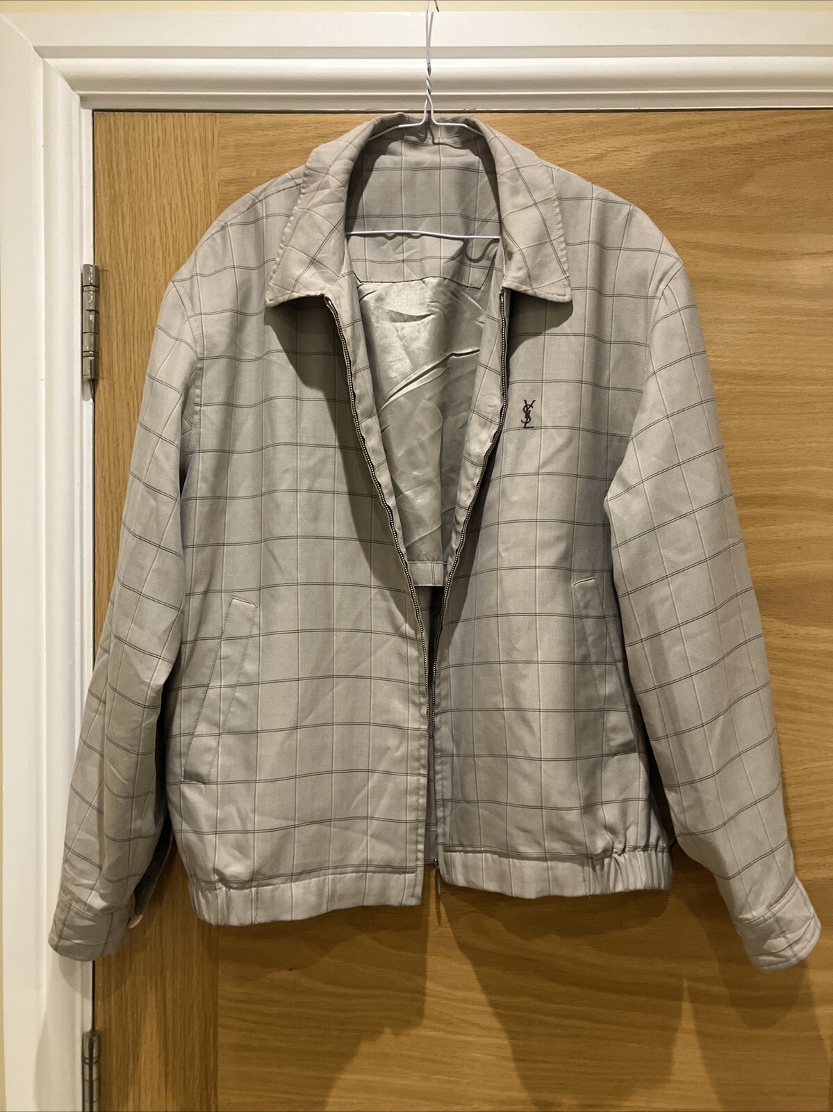 Giacca a vento Yves Saint Laurent vintage Golden super fine seta check