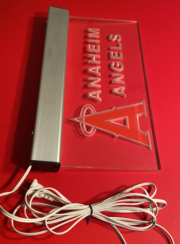 ANAHEIM ANGELS Large Hanging Light Up Etched Sign 15 Inches Long MLB Baseball - Image 2 of 4