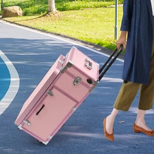 Nail Desk Mobile Station Rolling Makeup Train Case Manicure Table