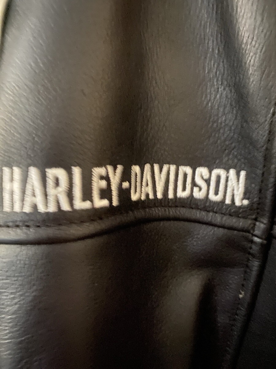 Womens Harley Davidson Piper Bomber Leather Jacket Black White 2XL