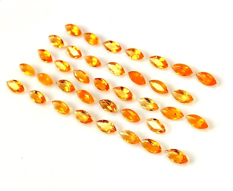 2.5X5 MM MARQUISE CUT AAA+ NATURAL MEXICAN FIRE OPAL FACETED GEMSTONE 37 PIECES - Image 2 of 4