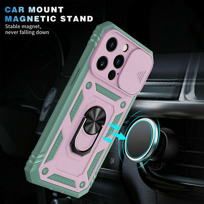 For iPhone 16 15 14 13 12 Pro Max Rugged Ring Stand Shockproof Hard Case Cover