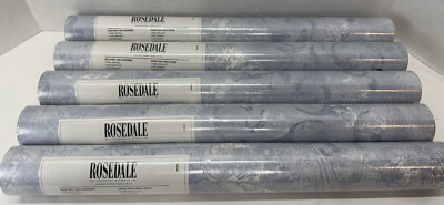 Rosedale English Solid Vinyl Wallcovering Wallpaper ''Powder Blue & White Floral''