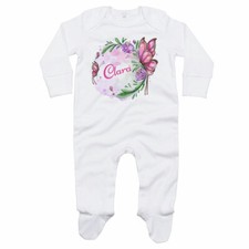 Tutina neonata personalizzata con nome farfalla watercolor