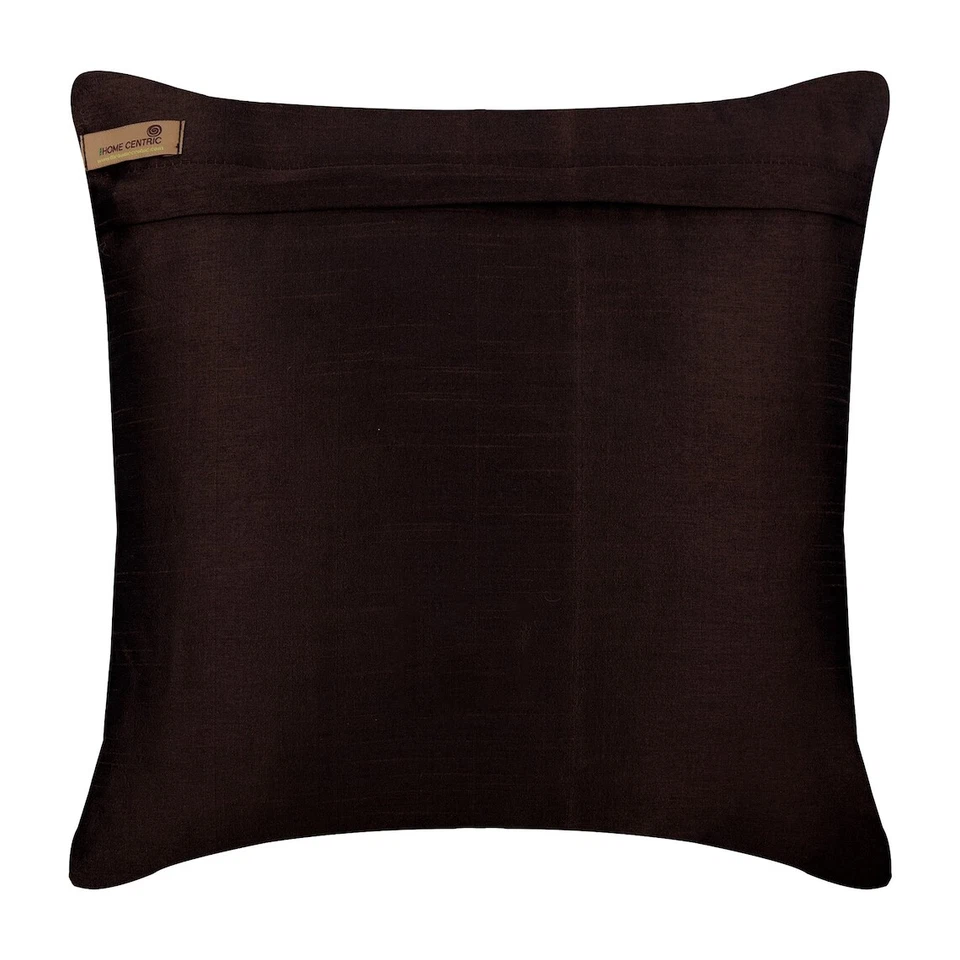 Capa de travesseiro marrom 16"x16", decoração para casa seda Fleurs De Lis frisada - Fleur De Lis - Imagem 3 de 3