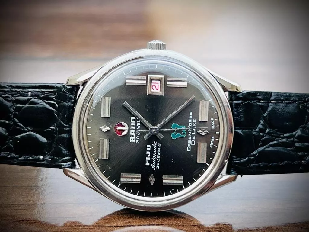 Vintage Rado Green Horse Deluxe FIJO 11750 Automatic 30J Mens Watch, 38mm, Rare