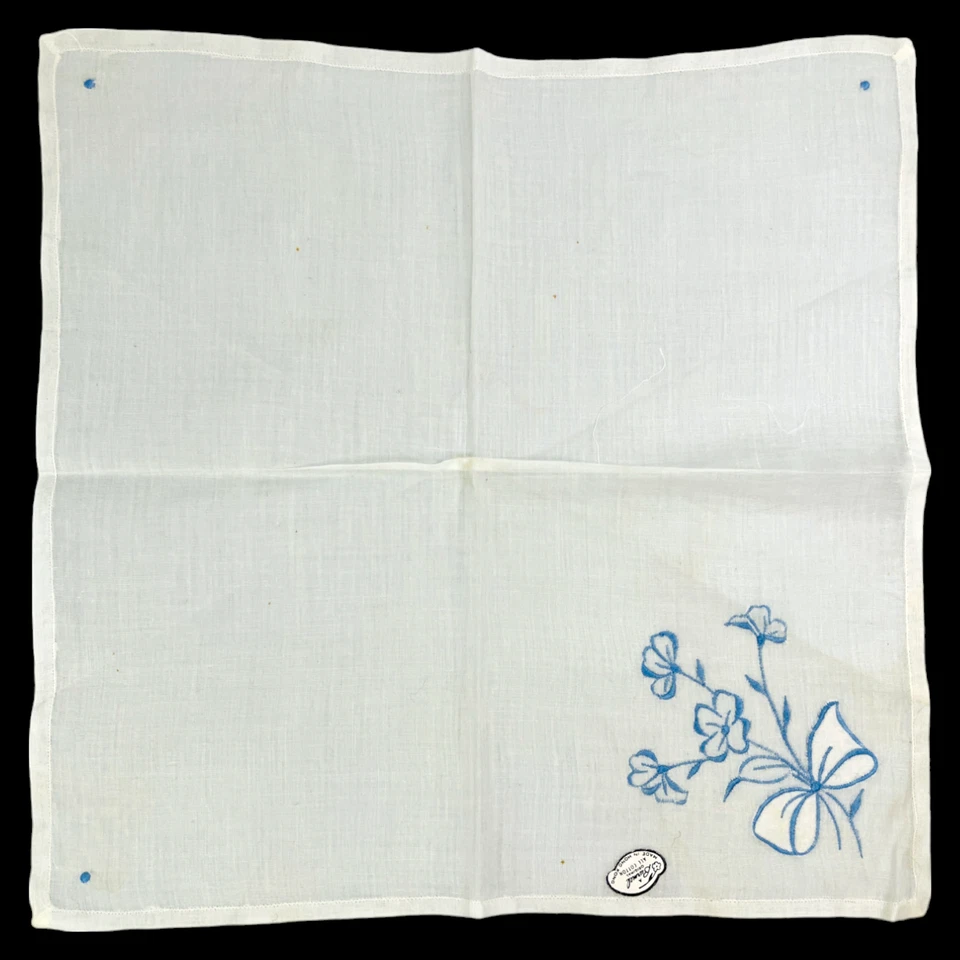 Vintage Embroidered Floral Handkerchief Lot Buy it Now Blue Wedding Burmel READ - Image 4 of 4