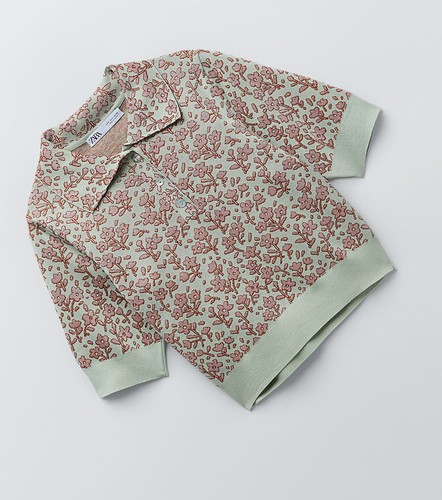 WOMAN FLORAL JACQUARD KNIT POLO SHIRT 