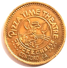 Chuck E Cheese Arcade Token 1981 Concord Ca Pizza Time Theater Brass .9375"