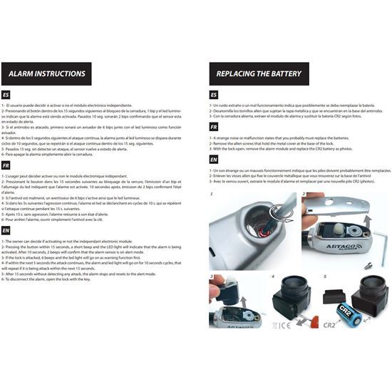 Anti-theft Handlebar Alarm ARTAGO Sym Fiddle-50-125- (2021-2023) -1688ALM