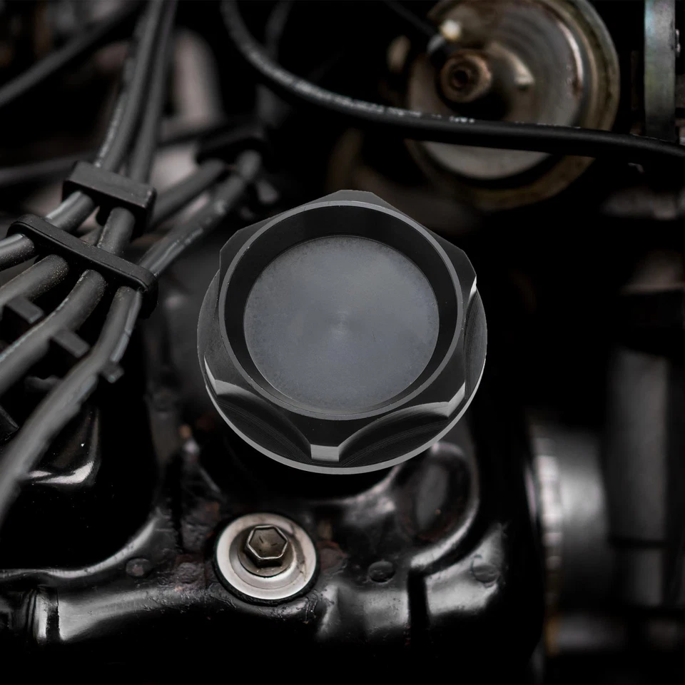 Tapa de llenado de aceite de motor de gas de aluminio negro para Mitsubishi Foto 2 de 4