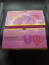 2 X Barbie x Dragon Glassware Espresso Cups 4 Cups NEW SEALED DREAM HOUSE 60TH