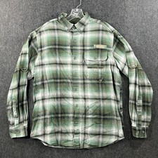 Columbia Vapor Ridge III Shirt Men's Medium Green Plaid Pocket Outdoor Hiking