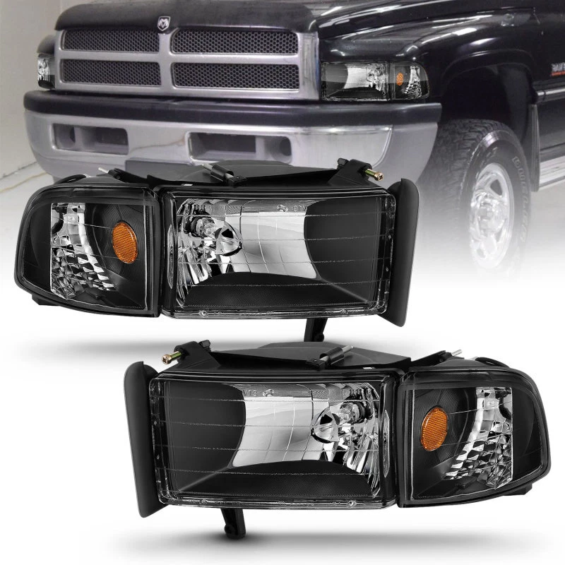 Faros de cristal negros ANZO para Dodge Ram 1994-2001 Foto 2 de 4