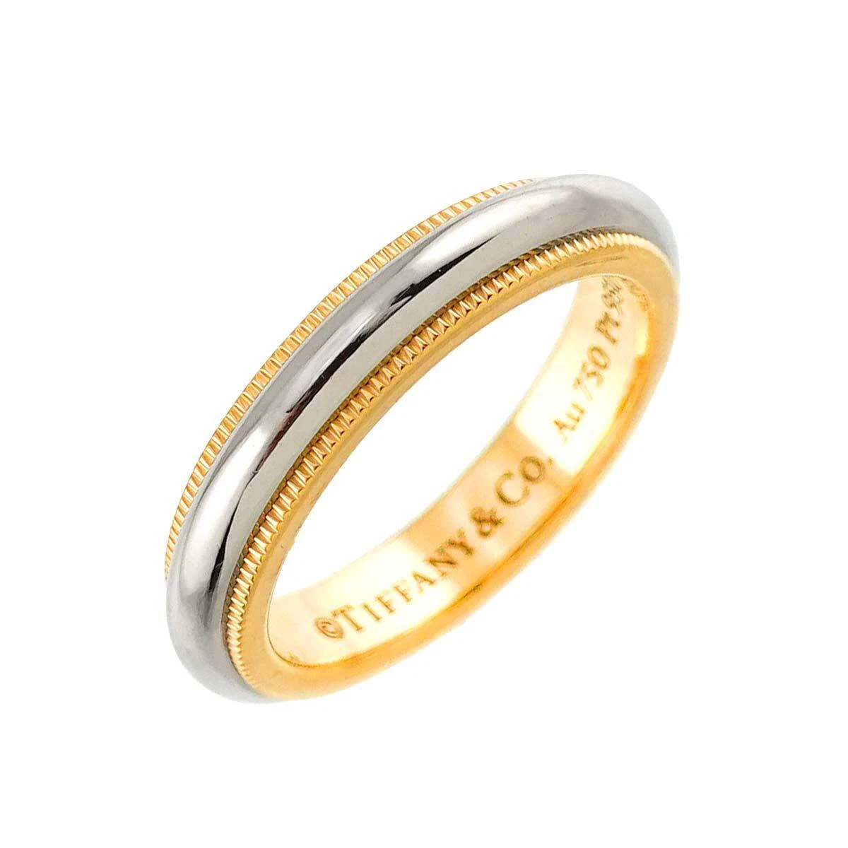 TIFFANY Co. Milgrain Band Ring 18K 750 YG Platinum Size3.75 4(US) 90268464