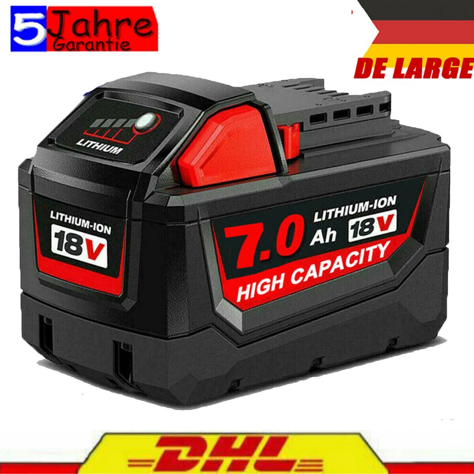 MARKENLOS Für Milwaukee M18 Akku 18V XC 7.0Ah Li-Ion Batterie M18B5 48-11-1860-2/Ladegerät