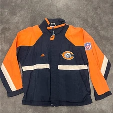 Sz 2XL- Chicago Bears Vintage Apex-One Jacket Coat Adult Full Zip Nylon Logo 90s