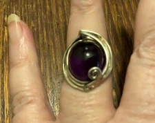 Hagit Gorali Israel, Sterling, silver amethyst cabochon ring size 6