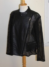 George Kotsiopoulos -sz 26w 3x Faux-leather Lace Funky Moto Zip Jacket Coat