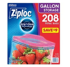 Ziploc Easy Open Tabs Storage 208 ct. Gallon Bags