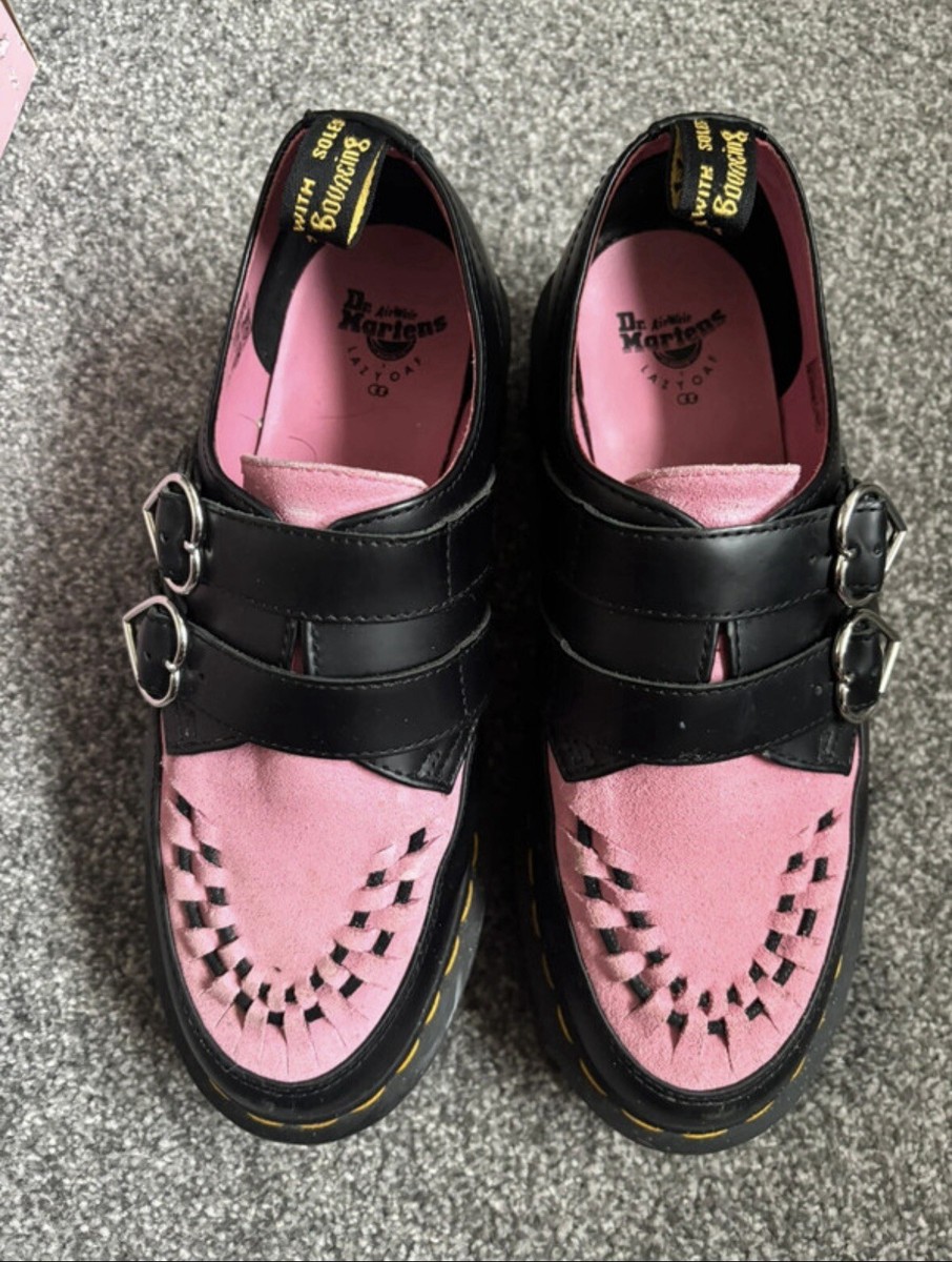 DR Martens x Lazy Oaf black and pink creeper shoe | eBay UK
