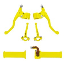 KIT poignée accélérateur gaz + leviers cyclomoteur type mini targa jaune
