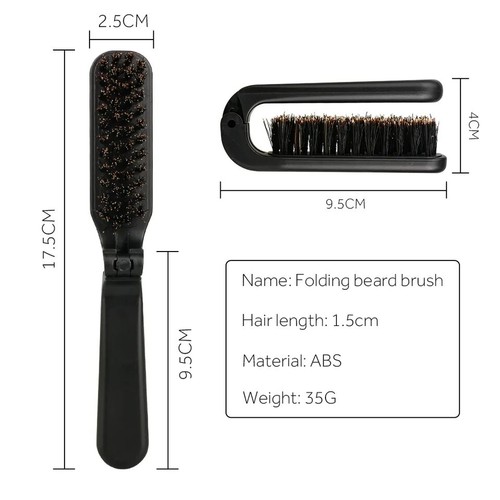 Spazzola pieghevole da viaggio,con setole,per capelli e barba,piccola,portatile - Foto 4 di 9