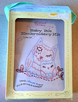 Owls Bibs Sublime Stitching Baby Bib Embroidery Kit  Set of 2 NEW Sealed 