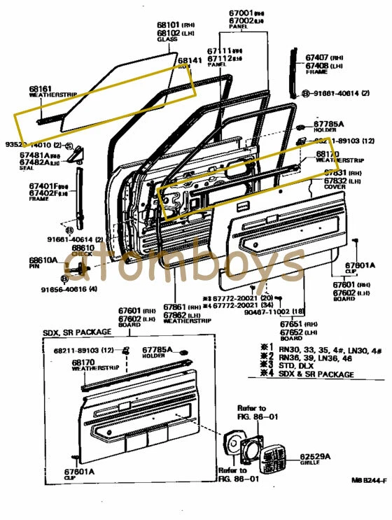 PARA CAMIONETA TOYOTA HILUX RN20 RN25 VENTANA DE CAMIONETA SELLO DE VIDRIO PUERTA TIRA DE CLIMA Foto 4 de 4