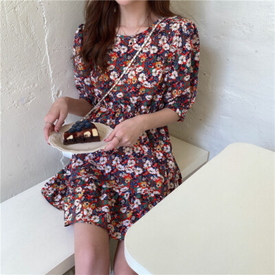 2020 Female Summer Dress mid-length loose waist slimming floral