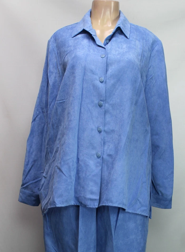 Conjunto de 2 piezas de chaqueta y pantalón Maggie Sweet para mujer imitación gamuza azul talla L Foto 2 de 4