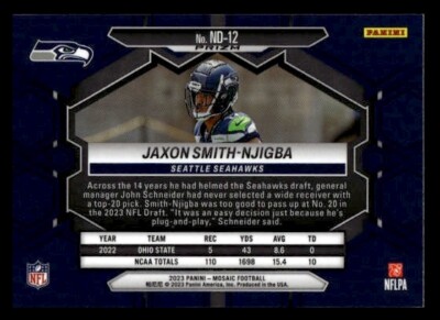JAXON SMITH-NJIGBA 2023 Panini Mosaic Reactive Blue Prizm Rookie