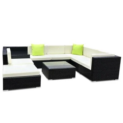 Gardeon 9pc Sofa Set With Storage Cover Outdoor Furniture Wicker