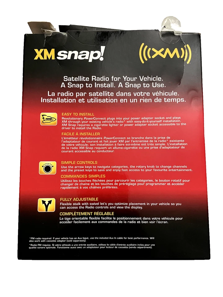 XM Snap In-Vehicle Satellite Radio Model XSN1V1KC Audiovox New Open Box - Image 3 of 4