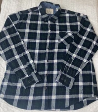 Weatherproof Vintage Flannel Mens XL Green Blue Plaid Button Down Long Sleeve