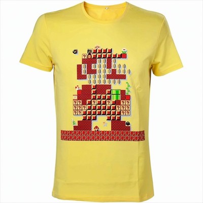 GW2883 Bioworld Super Mario Herren T-Shirt Mario Maker S Gelb Neu & OVP