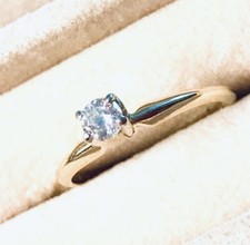 NATURAL Diamond Round Solitaire Engagement RING .23ct 14k Solid Yellow Gold Sz 7