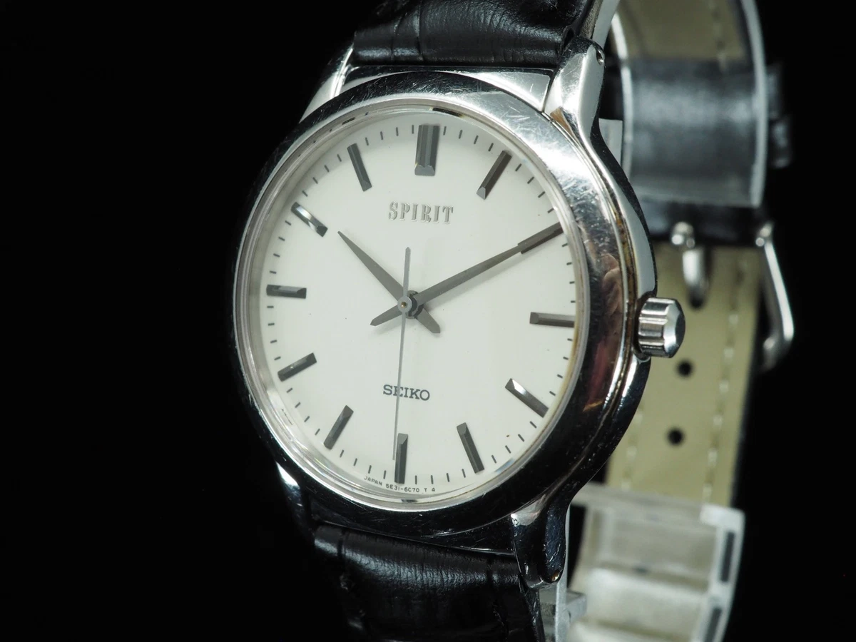 Reloj Hombre Vintage 1992 N Como Nuevo Seiko Spirit 5E31-6C60 Cuarzo Plateado 33mm JAPÓN