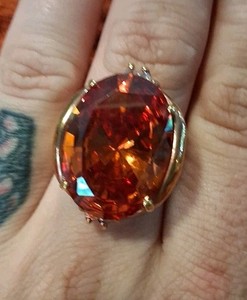 Authentic Vintage 18k Gold Plated Citrine Ring Size 10