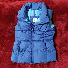Lands' End Kids Unisex Puffy Vest Sz SM 7-8 Blue 2 Tone Very Good Preowned
