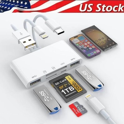 5 in 1 Memory Card Reader USB 3.0 OTG Adapter SD Card Reader For iPhone/iPad LOT