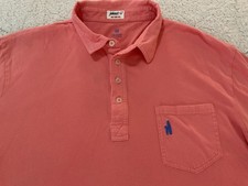 Johnnie O Golf Polo Shirt Short Sleeve Salmon Red Men  s Sz Large Pocket